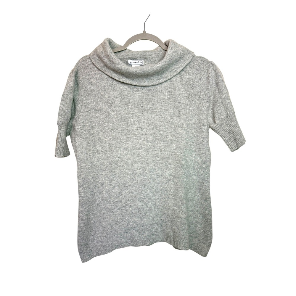 Deane & White Gray Wool Rabbit Hair Blend Cowl Neck Short Puff Sleeve Sweater XL